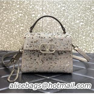 Top Quality VALENTINO GARAVANI VSLING Shiny diamond Mini totebag XW2B0G9 Pearlescent grey