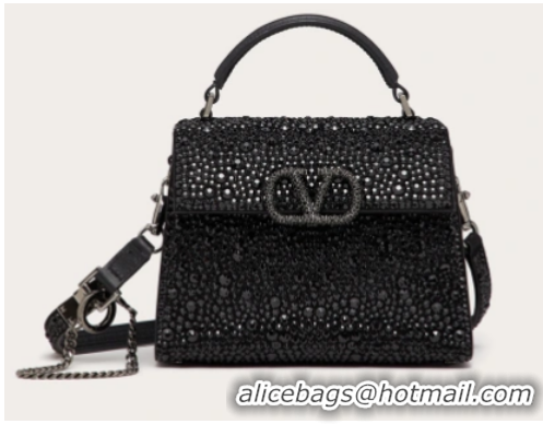 Best Price VALENTINO GARAVANI VSLING Shiny diamond Mini totebag XW2B0G9 Black