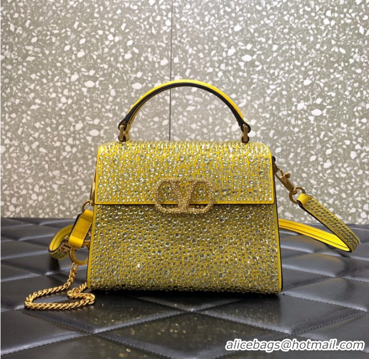 Well Crafted VALENTINO GARAVANI VSLING Shiny diamond Mini totebag XW2B0G9 yellow