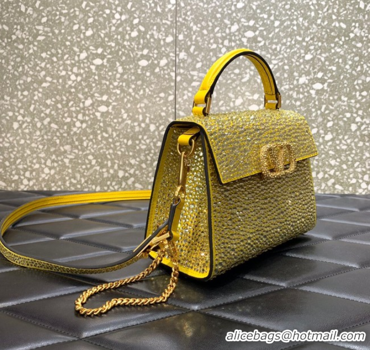 Well Crafted VALENTINO GARAVANI VSLING Shiny diamond Mini totebag XW2B0G9 yellow