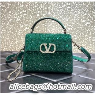 Super Quality  VALENTINO GARAVANI VSLING Shiny diamond Mini totebag XW2B0G9 green