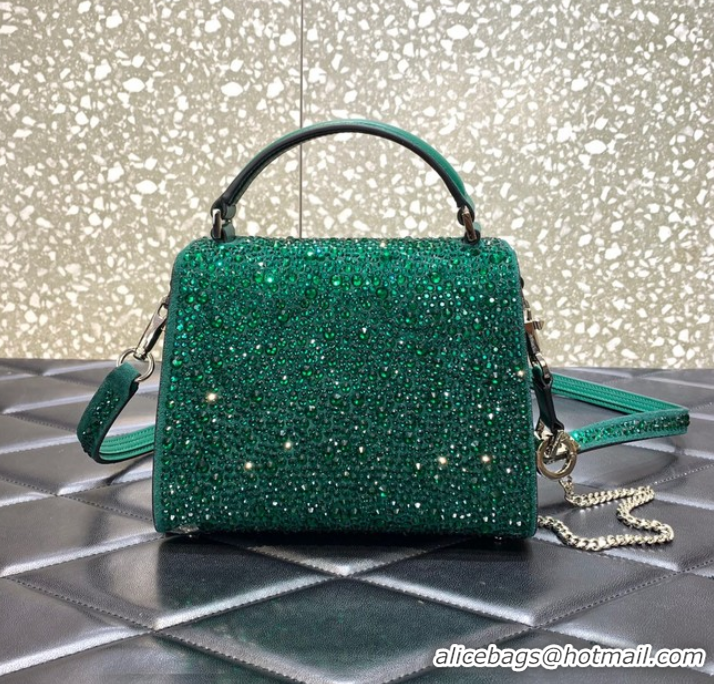 Super Quality  VALENTINO GARAVANI VSLING Shiny diamond Mini totebag XW2B0G9 green