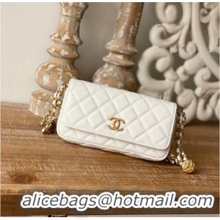 Good Product Chanel MINI FLAP BAG Lambskin & Gold-Tone Metal AP81210 WHITE