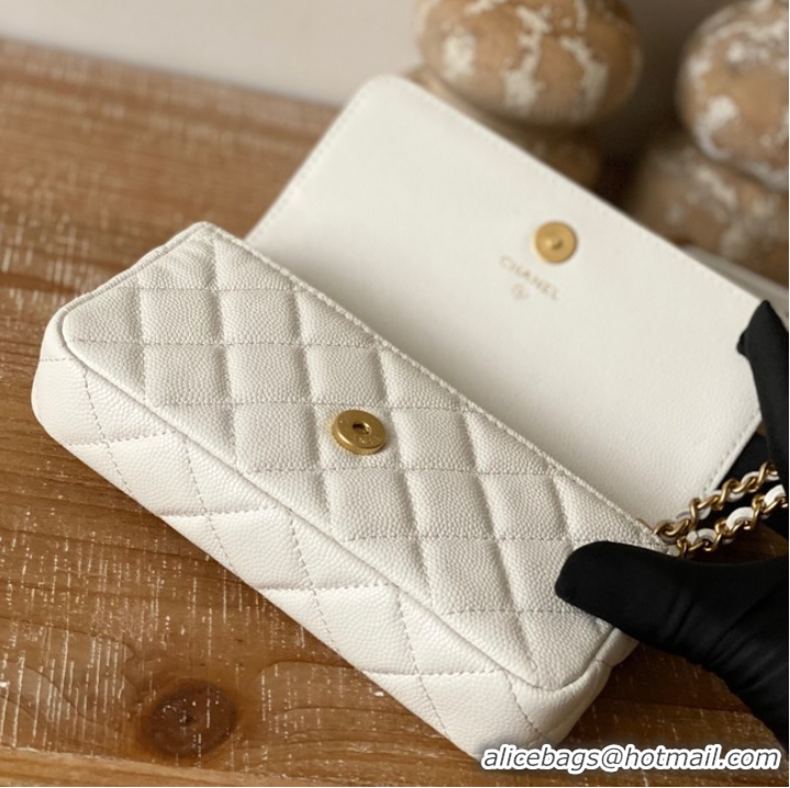 Good Product Chanel MINI FLAP BAG Lambskin & Gold-Tone Metal AP81210 WHITE