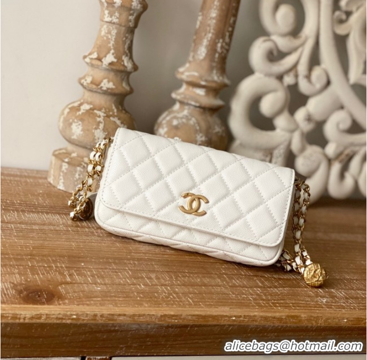 Good Product Chanel MINI FLAP BAG Lambskin & Gold-Tone Metal AP81210 WHITE