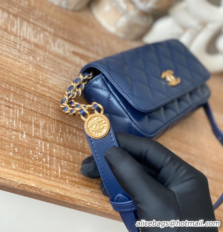 Buy Fashionable Chanel MINI FLAP BAG Lambskin & Gold-Tone Metal AP81210 BLUE