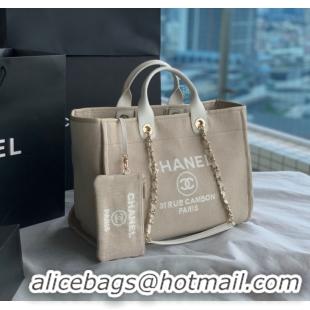 Luxury Cheap Chanel Canvas Tote Shopping Bag B66941 light gray