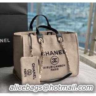 Fashion Best Chanel Canvas Tote Shopping Bag B66941 Beige