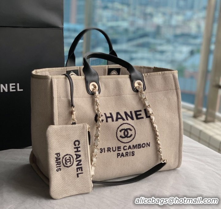 Fashion Best Chanel Canvas Tote Shopping Bag B66941 Beige