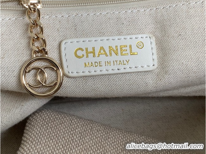 Stylish Grade Chanel Canvas Tote Shopping Bag B66941 Beige&sky blue