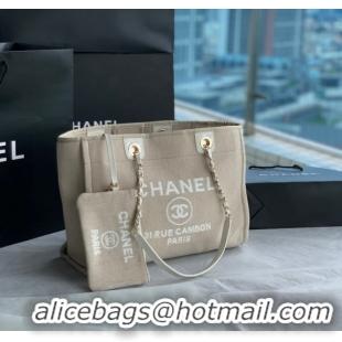 Trendy Design Chanel Canvas Shopping Bag 67001 Beige