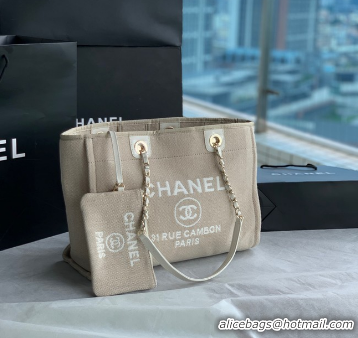 Trendy Design Chanel Canvas Shopping Bag 67001 Beige