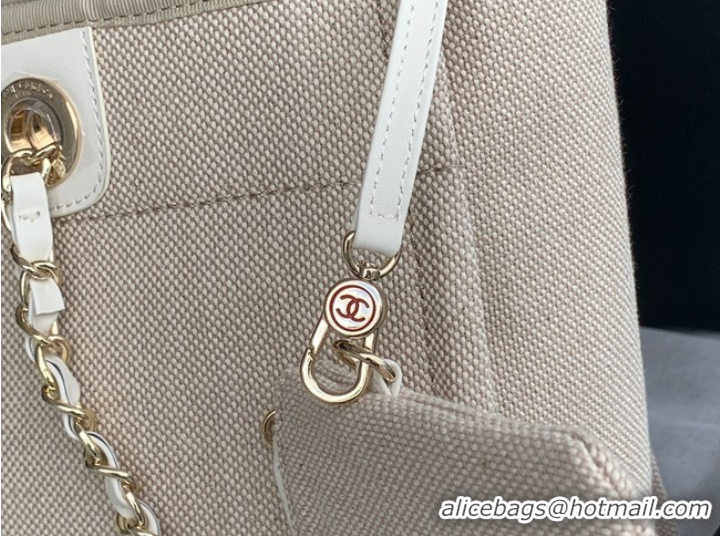 Trendy Design Chanel Canvas Shopping Bag 67001 Beige