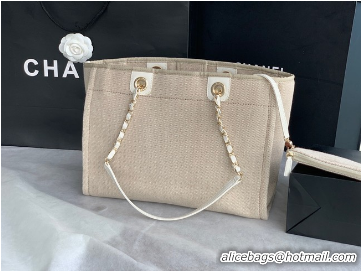 Trendy Design Chanel Canvas Shopping Bag 67001 Beige