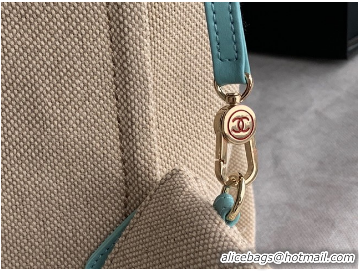 Super Quality Chanel Canvas Shopping Bag 67001 Beige&sky blue