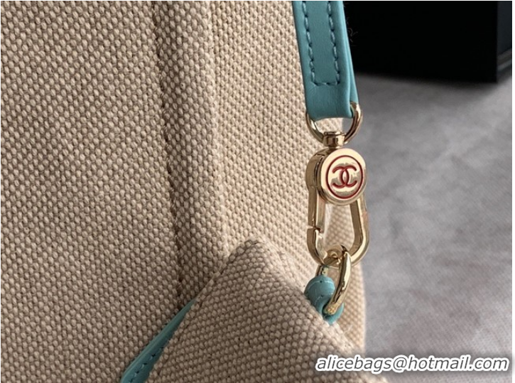 Super Quality Chanel Canvas Shopping Bag 67001 Beige&sky blue