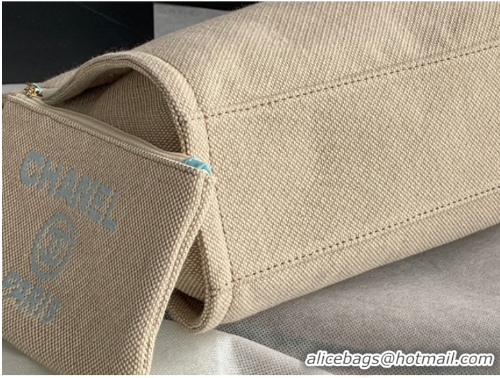 Super Quality Chanel Canvas Shopping Bag 67001 Beige&sky blue