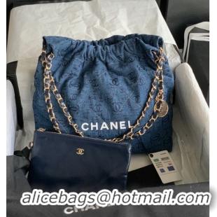 Classic Specials CHANEL 22 HANDBAG Denim AS3260 blue&white