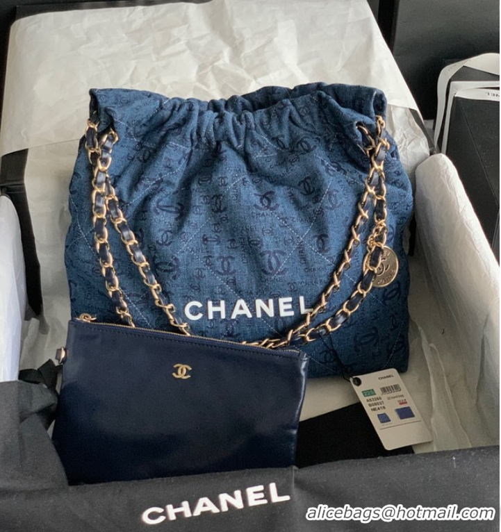 Classic Specials CHANEL 22 HANDBAG Denim AS3260 blue&white