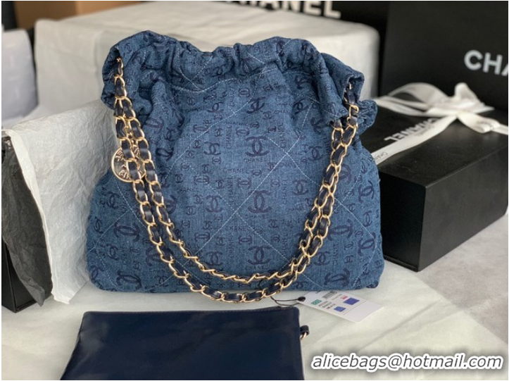 Classic Specials CHANEL 22 HANDBAG Denim AS3260 blue&white