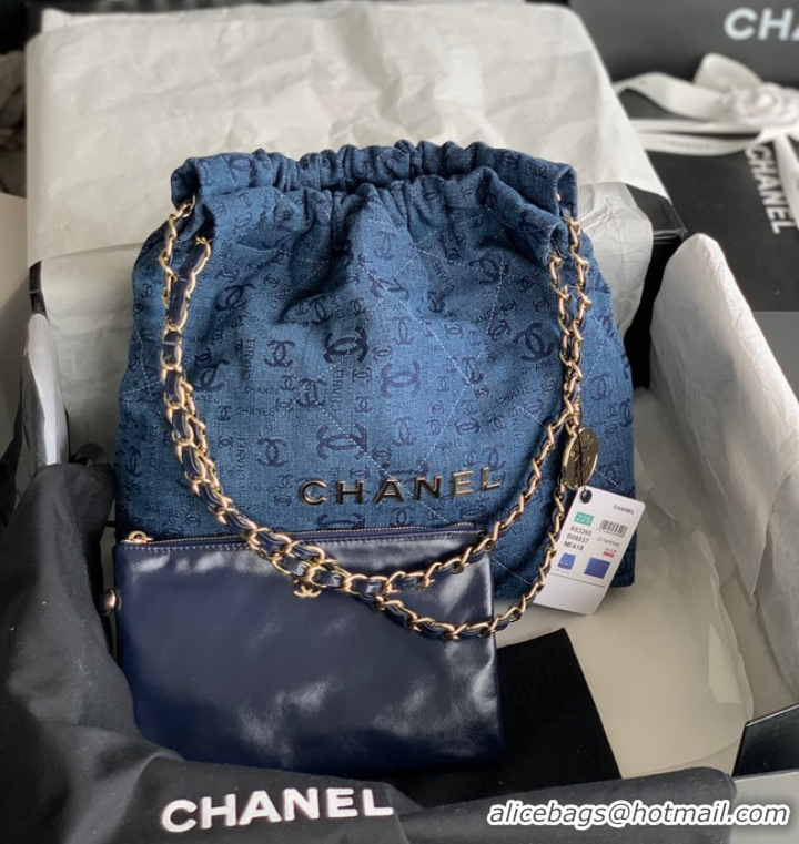 Shop Best CHANEL 22 HANDBAG Denim AS3260 blue&gold