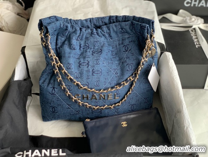 Shop Best CHANEL 22 HANDBAG Denim AS3260 blue&gold