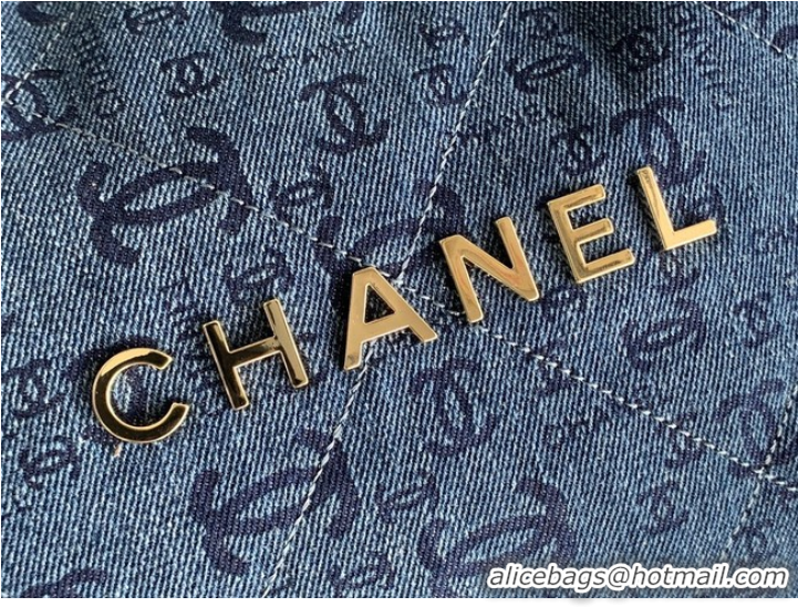 Shop Best CHANEL 22 HANDBAG Denim AS3260 blue&gold