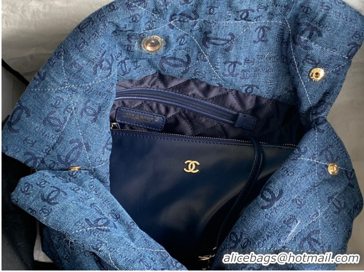 Shop Best CHANEL 22 HANDBAG Denim AS3260 blue&gold