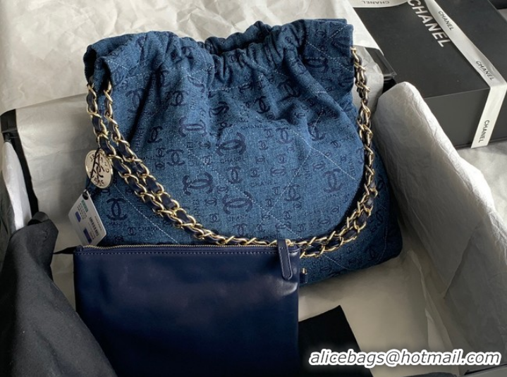 Shop Best CHANEL 22 HANDBAG Denim AS3260 blue&gold