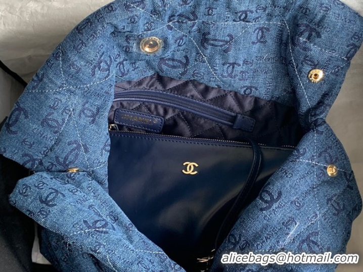 Shop Best CHANEL 22 HANDBAG Denim AS3260 blue&gold