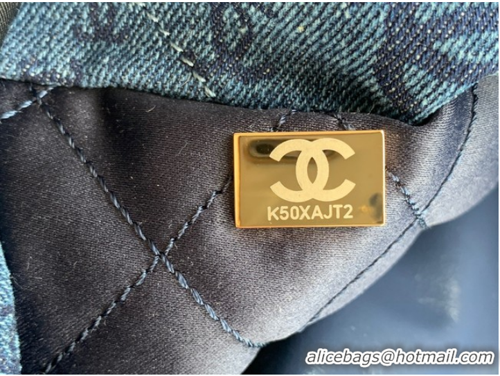 Shop Best CHANEL 22 HANDBAG Denim AS3260 blue&gold