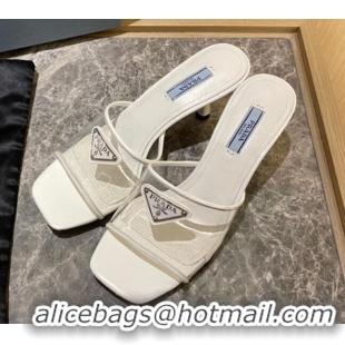 Fashion Prada TPU Logo Heel Slide Sandals 6.5cm White 2062283