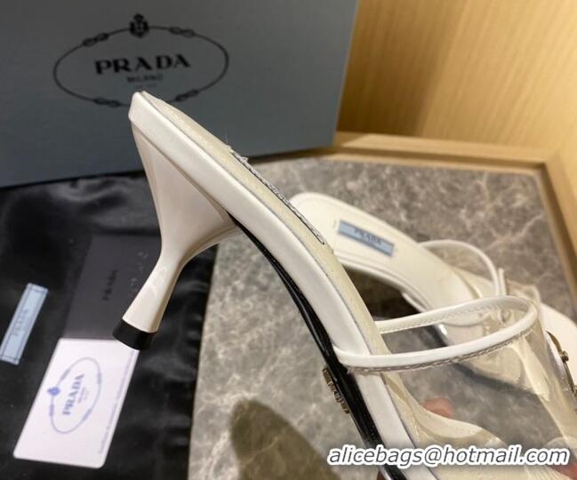 Fashion Prada TPU Logo Heel Slide Sandals 6.5cm White 2062283