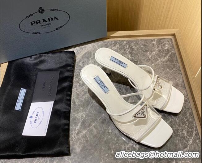 Fashion Prada TPU Logo Heel Slide Sandals 6.5cm White 2062283