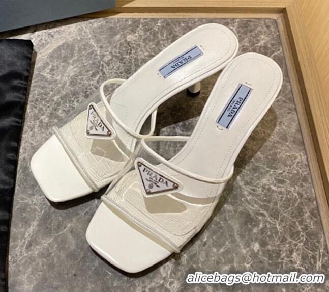 Fashion Prada TPU Logo Heel Slide Sandals 6.5cm White 2062283