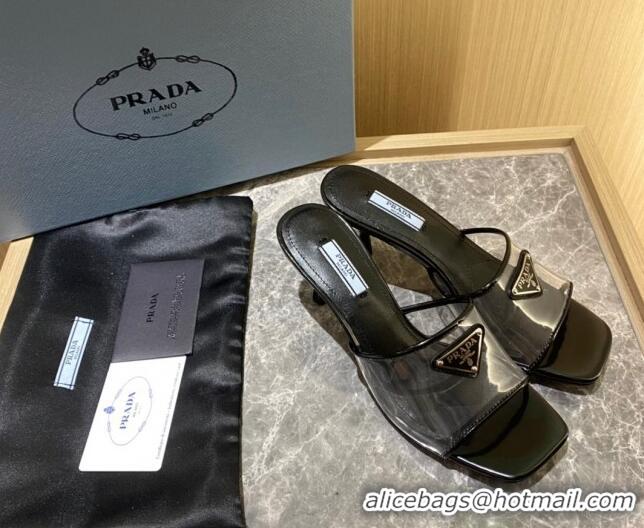 Classic Prada TPU Logo Heel Slide Sandals 6.5cm Black 2062284