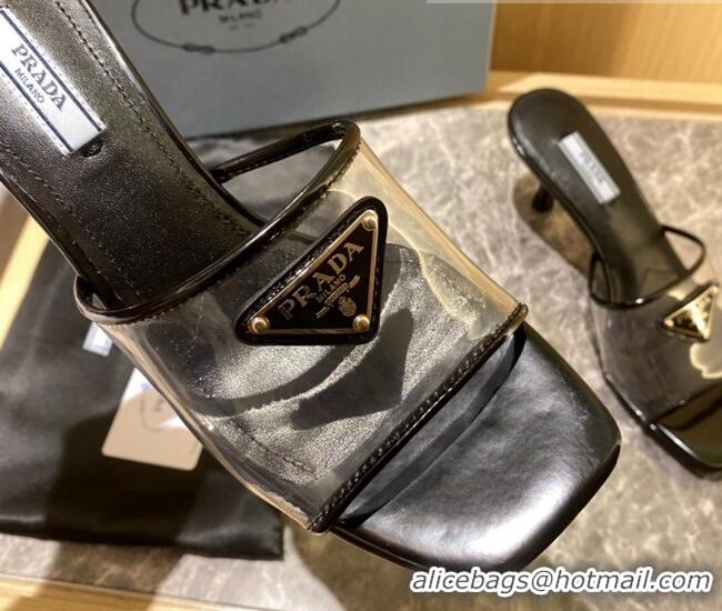 Classic Prada TPU Logo Heel Slide Sandals 6.5cm Black 2062284