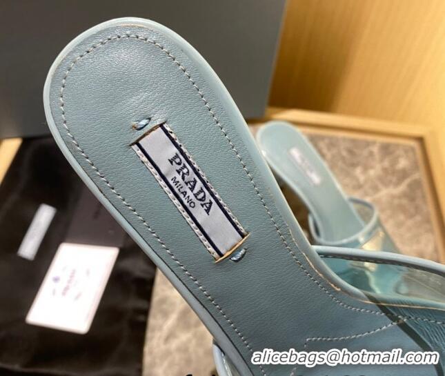 Hot Style Prada TPU Logo Heel Slide Sandals 6.5cm Blue 062287