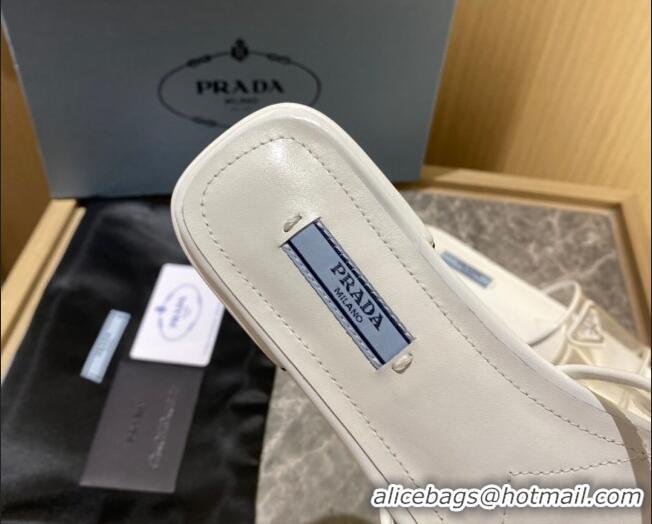 Low Price Prada TPU Logo Flat Slide Sandals White 062290