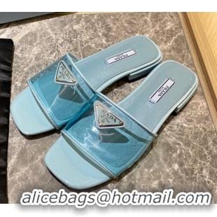 Good Quality Prada TPU Logo Flat Slide 1.5 cm Sandals 062293 Blue