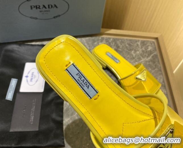 Sophisticated Prada TPU Logo Flat Slide 1.5 cm Sandals 062293 Yellow 