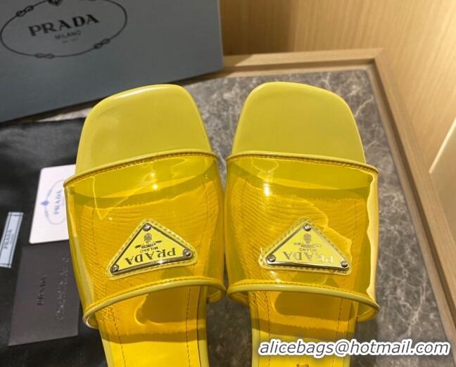 Sophisticated Prada TPU Logo Flat Slide 1.5 cm Sandals 062293 Yellow 