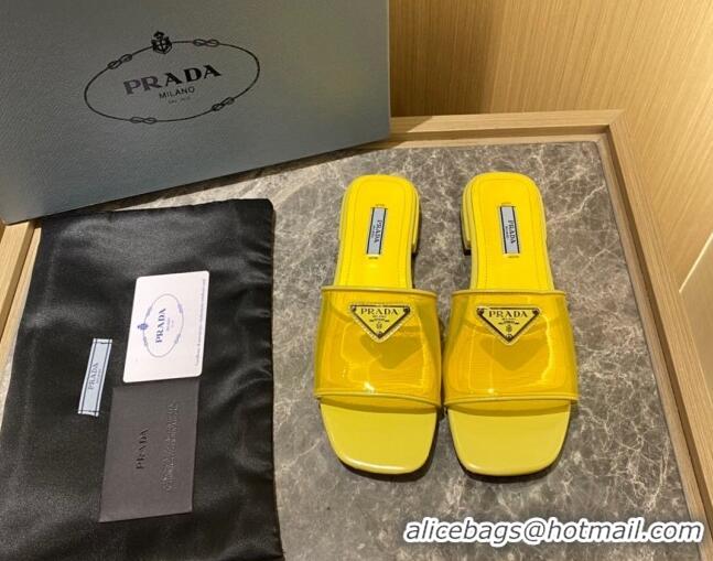 Sophisticated Prada TPU Logo Flat Slide 1.5 cm Sandals 062293 Yellow 