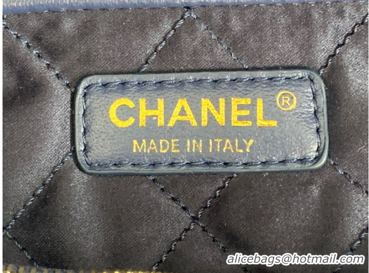 Famous Brand CHANEL 22 HANDBAG Denim AS3261 blue&gold