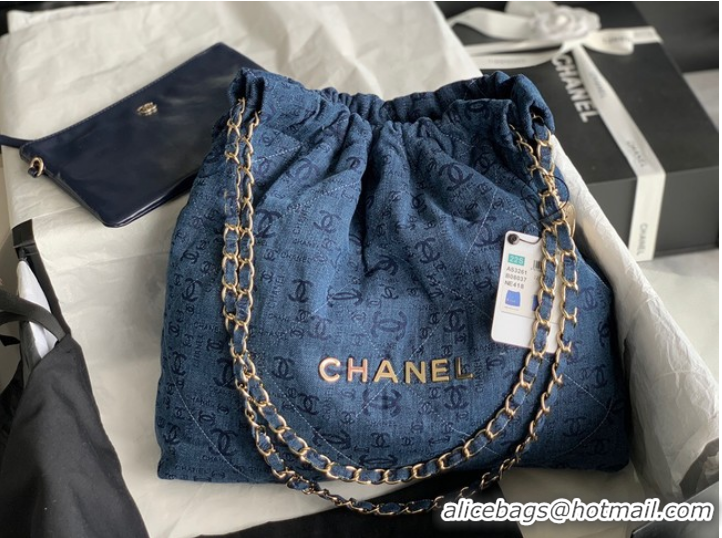 Trendy Design CHANEL 22 HANDBAG Denim AS3262 blue&gold