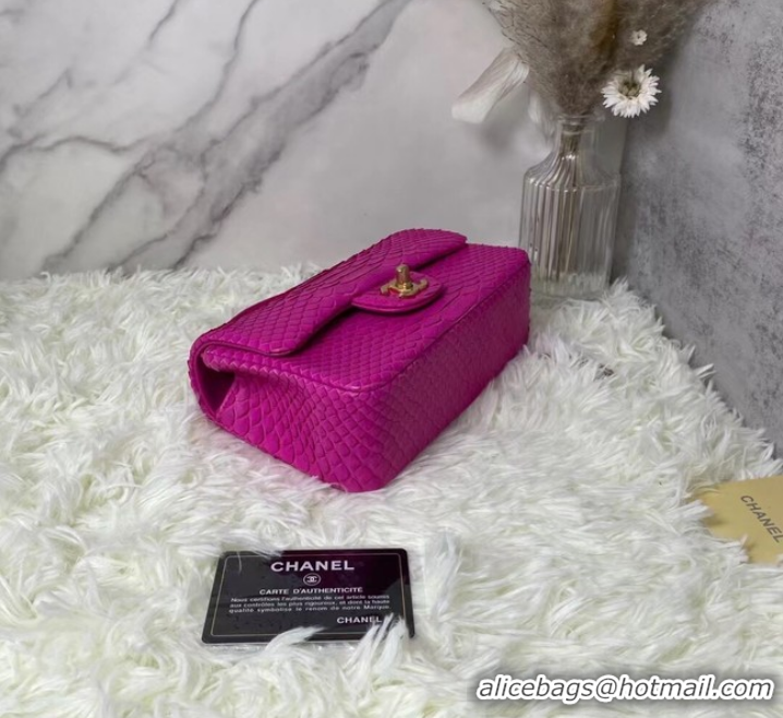 Unique Style Chanel Snake skin mini flap bag with top handle AS2431 PLUM PURPLE