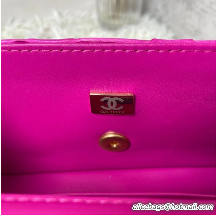 Unique Style Chanel Snake skin mini flap bag with top handle AS2431 PLUM PURPLE