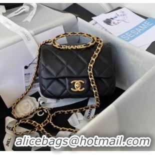 Top Grade Chanel MINI FLAP BAG Lambskin & Gold-Tone Metal AS3450 black