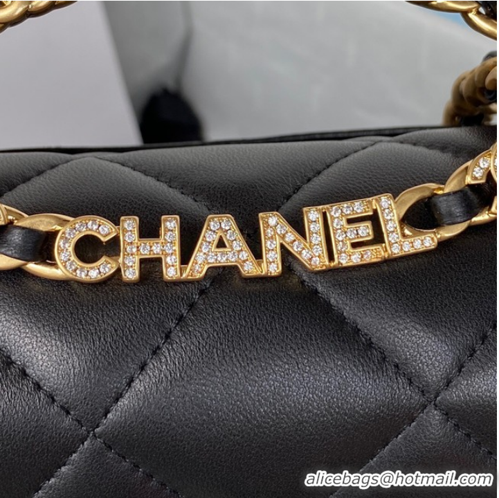 Top Grade Chanel MINI FLAP BAG Lambskin & Gold-Tone Metal AS3450 black