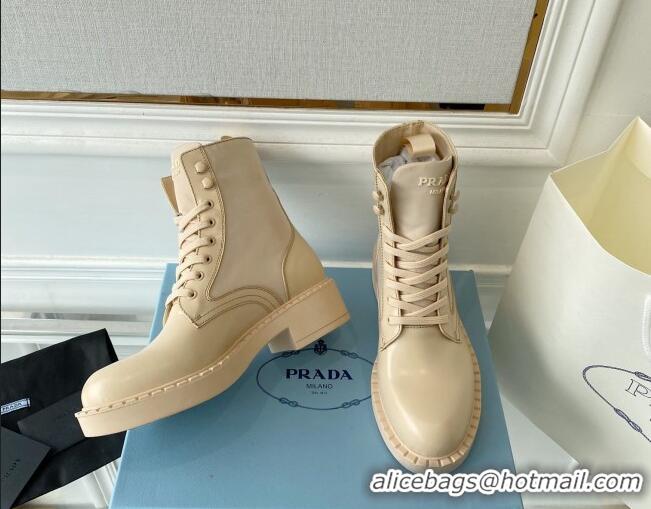 Hot Style Prada Brushed Leather and Re-Nylon Ankle Boots 1T782M Desert Beige